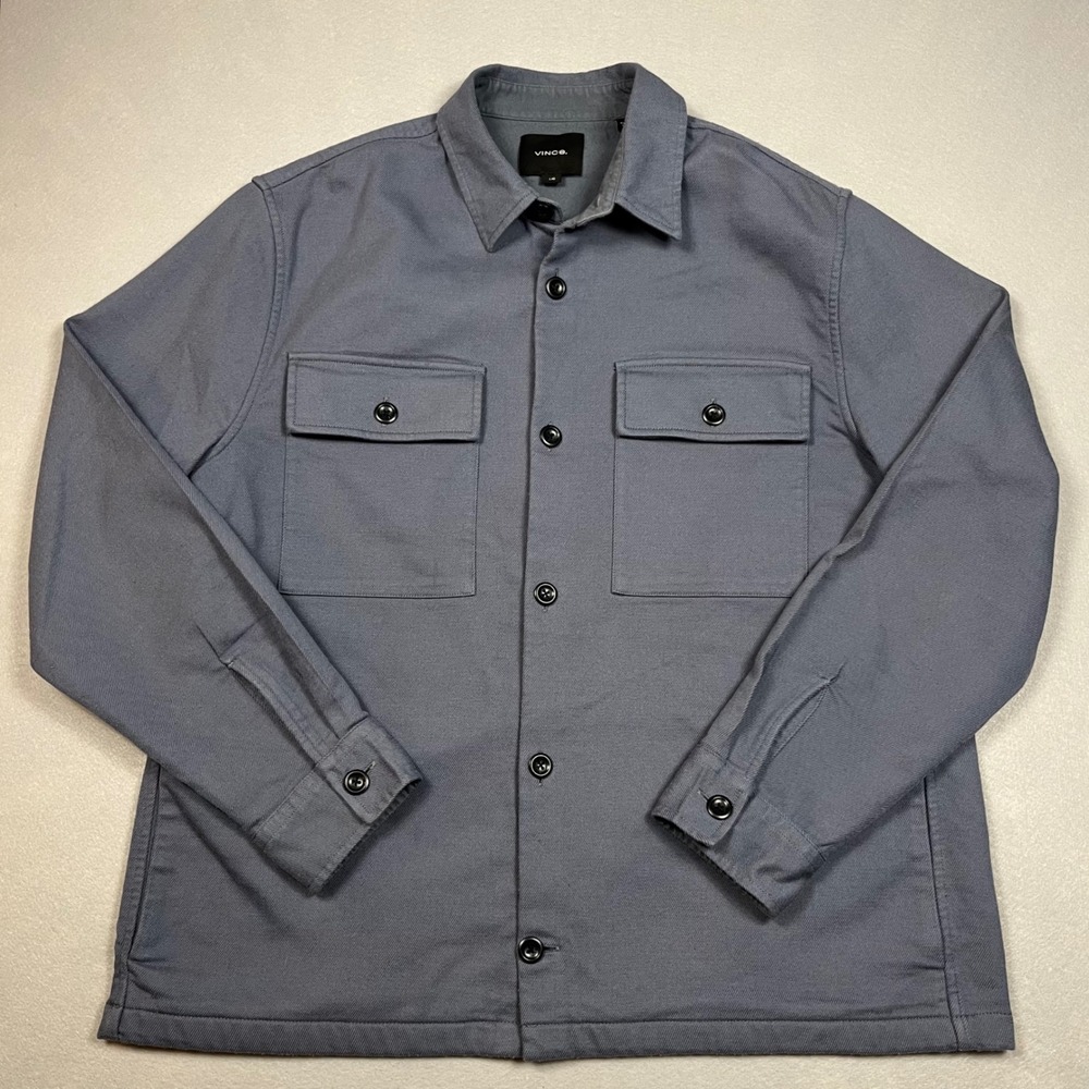 Vince Doubleface Workwear Shirt Shacket Mens L Gray Cotton Twill Utility Casual